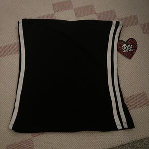Splash Black Mini Skirt with Side White Stripes